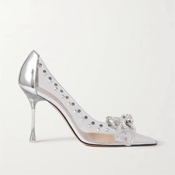 MACH & MACH NEW Double Bow PVC Clear Pumps Heels Crystal - Picture 4 of 14